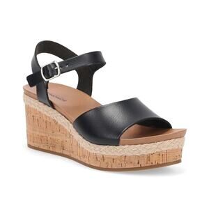 Sonoma Esmae Espadrille Women's Black Wedge Sandals Shoes Open Toe Size 10 NEW